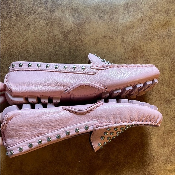 Coach Arlene Studded Leather Driving Moccasin Loafers Sz 5 B Pink - Picture 3 of 7